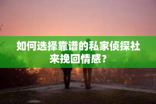 如何选择靠谱的私家侦探社来挽回情感？