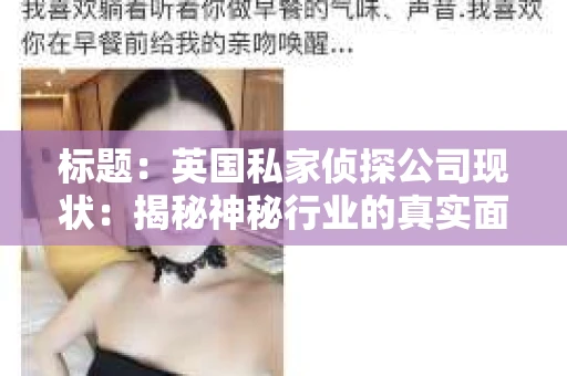 标题：英国私家侦探公司现状：揭秘神秘行业的真实面貌