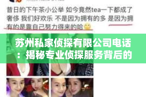 苏州私家侦探有限公司电话：揭秘专业侦探服务背后的故事